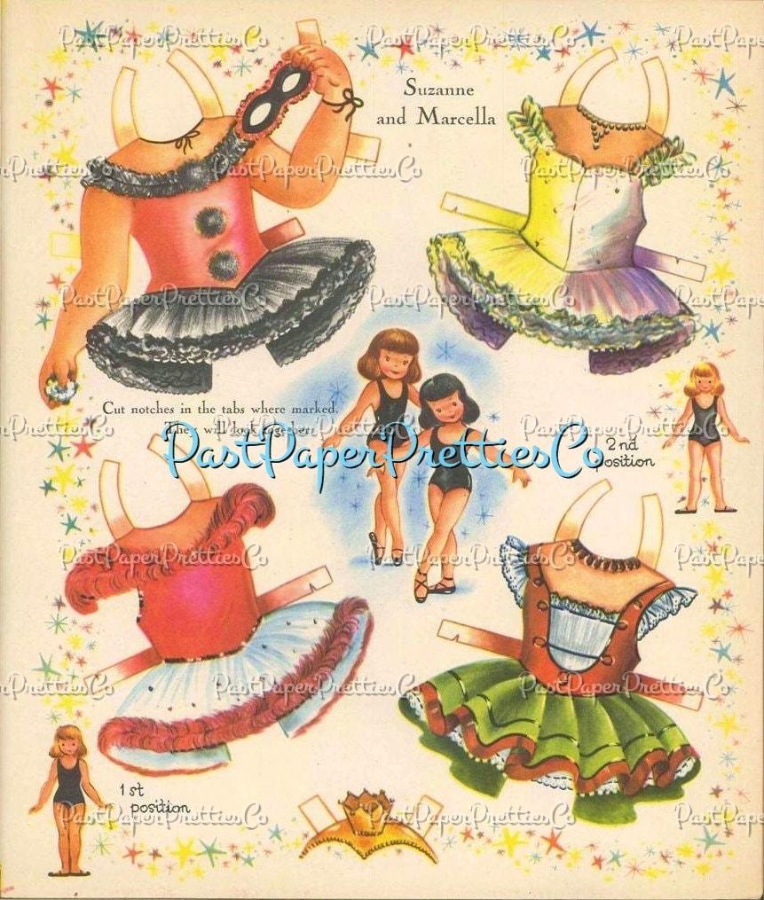 Vintage 17 Paper Dolls 1952 Printable PDF Instant Digital Download Lots of Adorable Cute Little Girl Dolls and Clothing Clip Art