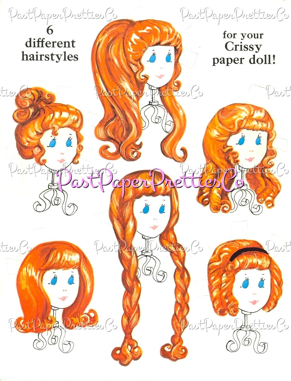 Vintage Paper Dolls Crissy Doll with Growing Hair Retro 1970 Printable PDF Instant Digital Download Cute Childhood Toy Doll Clip Art