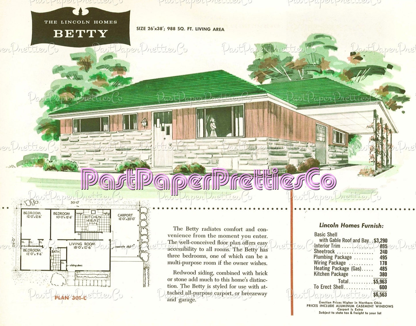 Vintage MCM House Plans Retro Mid Century Mod Homes Printable Book Kitschy Ladies Names 1955 PDF Instant Digital Download Suburbia Clipart