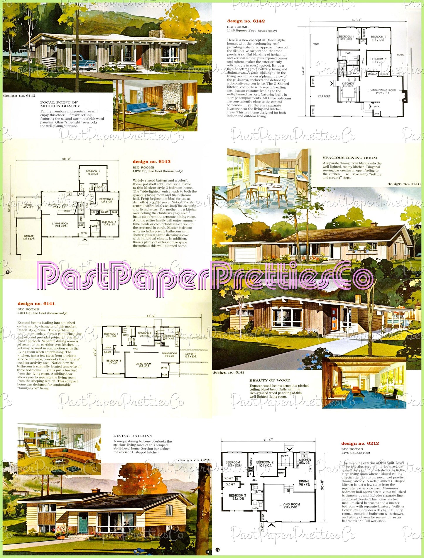 Vintage 12 MCM Family Planned Homes Unusual House Plans Retro Mid Century Modern Homes Printable Book 1961 PDF Instant Digital Download