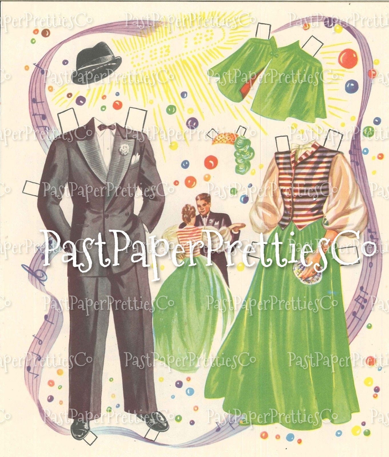 Vintage MCM Family of Paper Dolls Printable PDF Instant Digital Download Cute Mid Century Family of 7 Mom Dad Kids 1947 Clipart