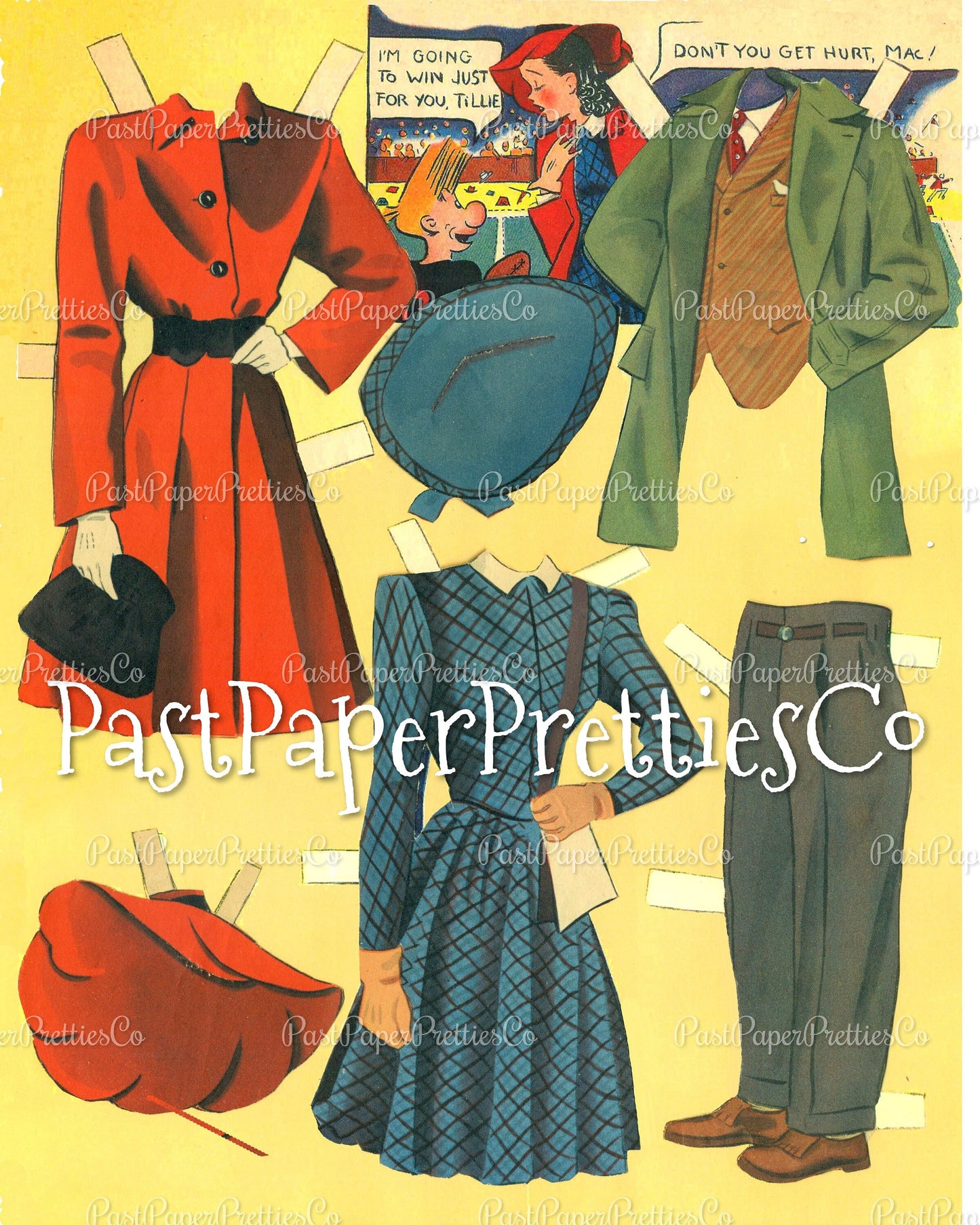 Vintage Paper Dolls Tillie The Toiler Cut-Out Dolls 1942 Printable PDF Instant Digital Download Retro Comic Strip Clipart