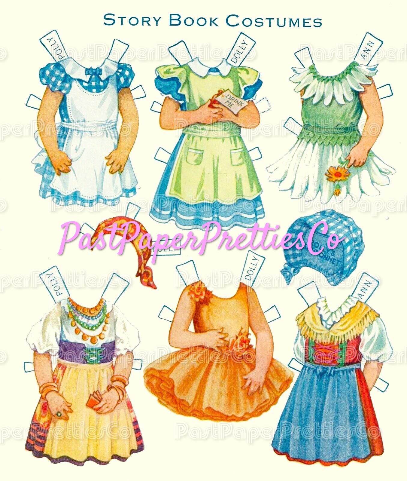 Vintage Paper Dolls Three Little Maids from School 1943 PDF Printable Instant Digital Download Cute Girl Friends Friendship Clip Art