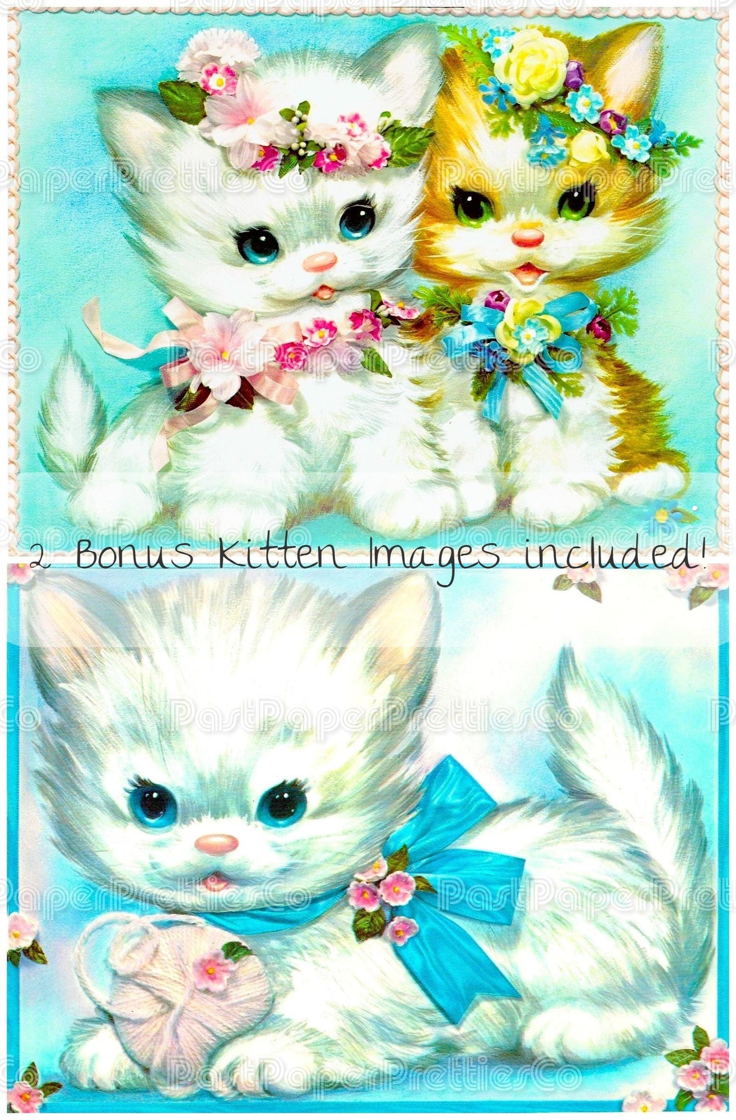 Vintage Printable Greeting Cards Retro 70s Big Eyed Animals Collage & Single Images PDF Instant Digital Download Cute Kitsch Zoo Pets