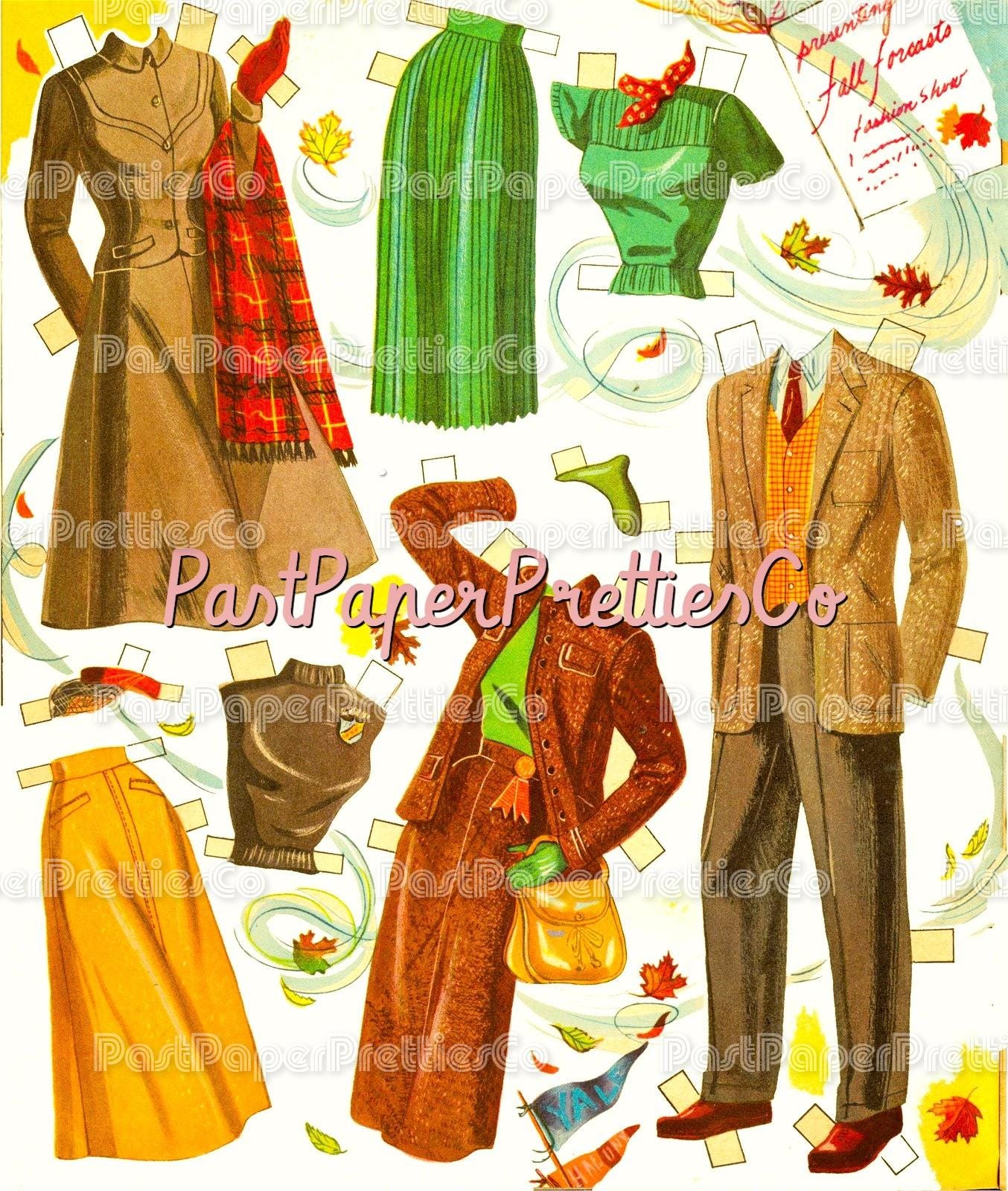Vintage Paper Dolls Photo Fashions 3 Cut-Out Dolls 1953 PDF Printable Instant Digital Download Lady Man Models Clip Art