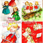 38 Vintage Printable Musical Christmas Angels Collage Sheets & Full Cards PDF Instant Digital Kitsch Cute Cherub Kids Babies