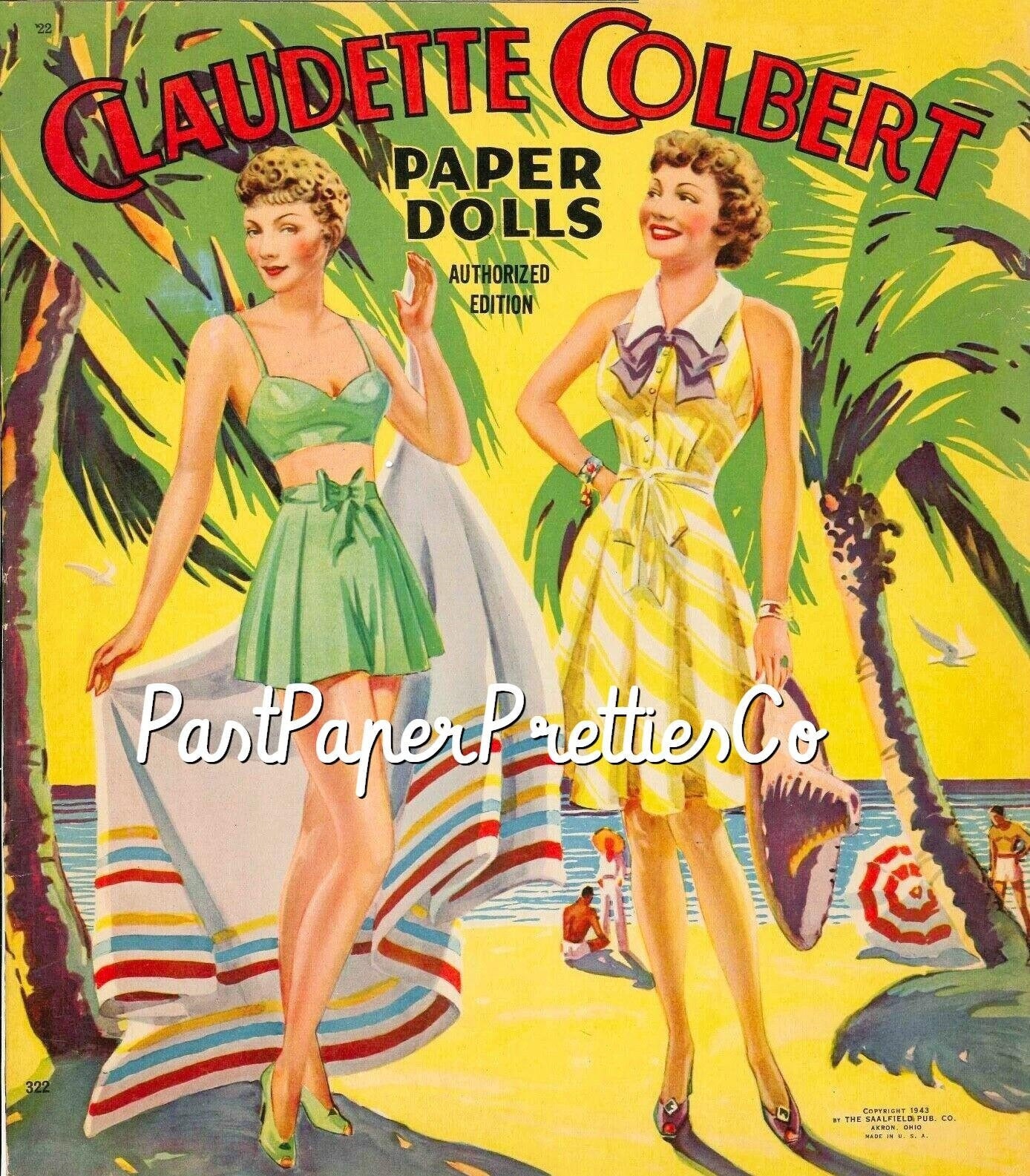 Vintage Paper Dolls Claudette Colbert Movie Star 1942 Printable PDF Instant Digital Download Hollywood Actress Starlet Doll Clip Art