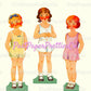 Vintage Paper Dolls Three Little Maids from School 1943 PDF Printable Instant Digital Download Cute Girl Friends Friendship Clip Art