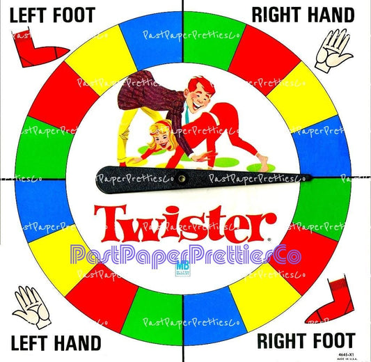 Vintage Printable Retro Twister Board Game Spinner 1966 PDF Instant Digital Download Groovy Childhood Nostalgia Clipart