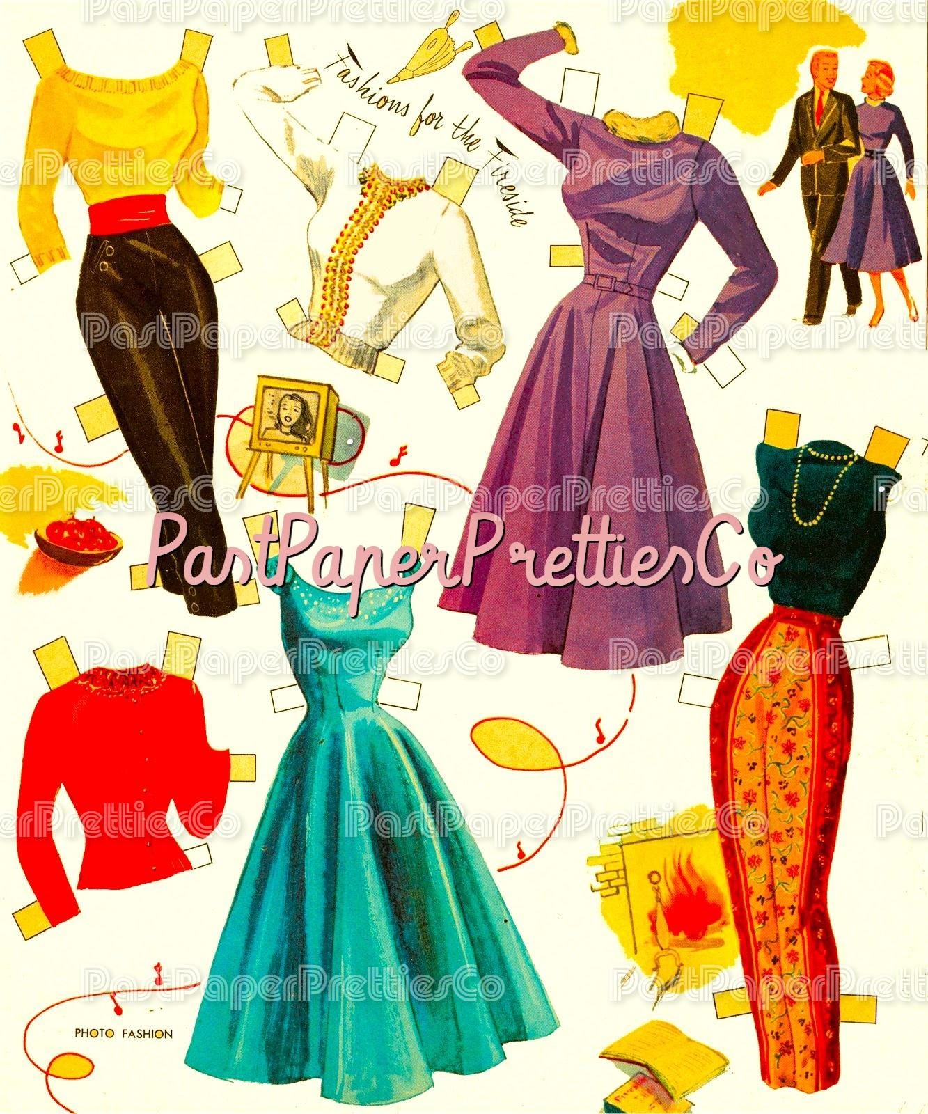 Vintage Paper Dolls Photo Fashions 3 Cut-Out Dolls 1953 PDF Printable Instant Digital Download Lady Man Models Clip Art