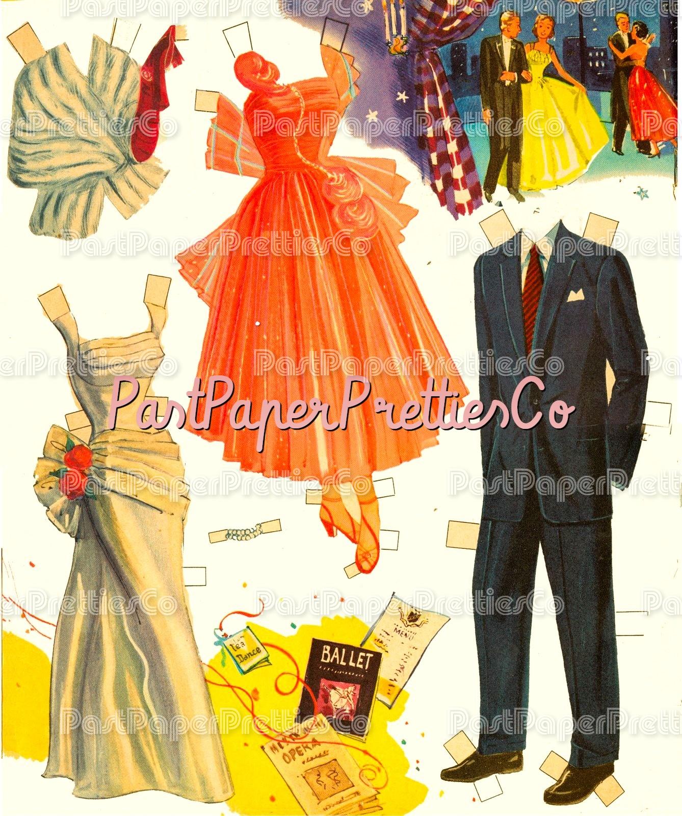 Vintage Paper Dolls Photo Fashions 3 Cut-Out Dolls 1953 PDF Printable Instant Digital Download Lady Man Models Clip Art