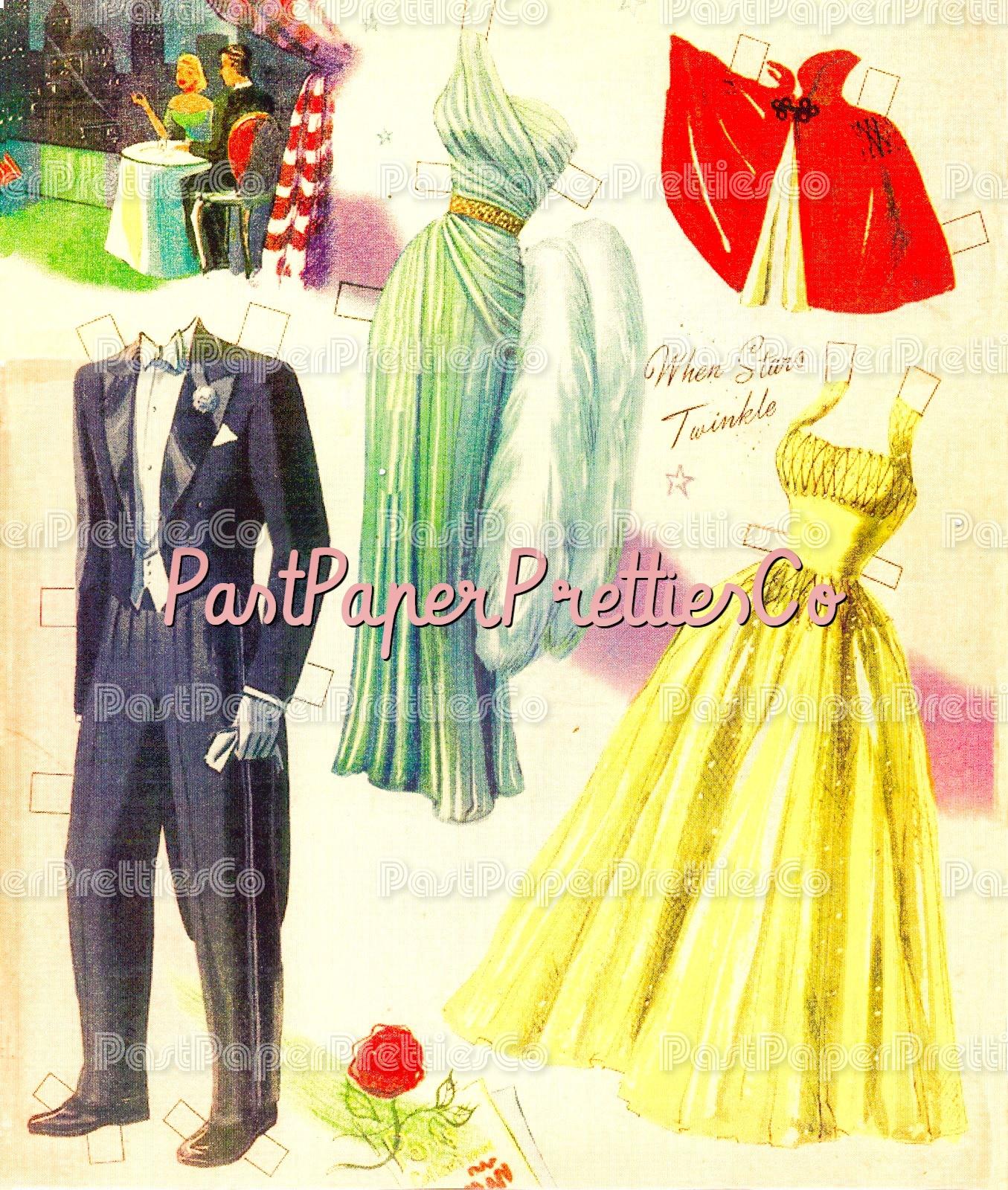 Vintage Paper Dolls Photo Fashions 3 Cut-Out Dolls 1953 PDF Printable Instant Digital Download Lady Man Models Clip Art