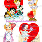 Vintage Printable Valentines Day Cards Cute Merry Maids Themed Collage Sheets PDF Instant Digital Download Retro Housekeeping Clipart