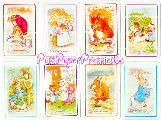 Vintage Retro Peter Rabbit Rummy Playing Card Images Collage Sheets PDF Instant Digital Download Cute Woodland Animal Clipart