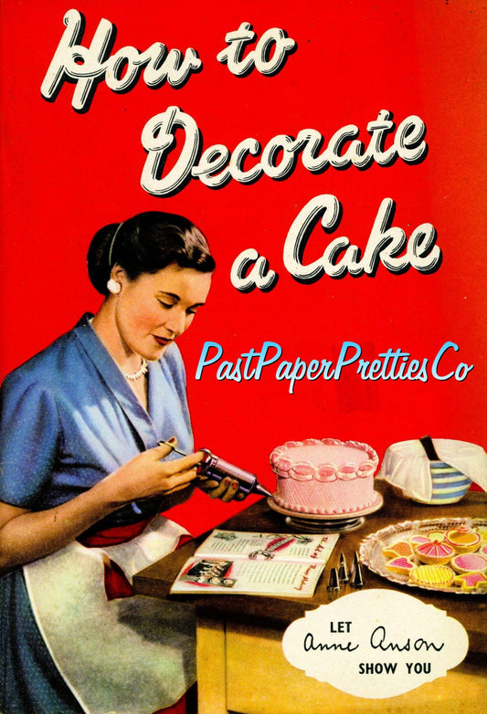 Vintage How To Decorate A Cake Printable Book MCM Icing Techniques PDF Instant Digital Download Home Kitchen 1950s Housewife Clipart