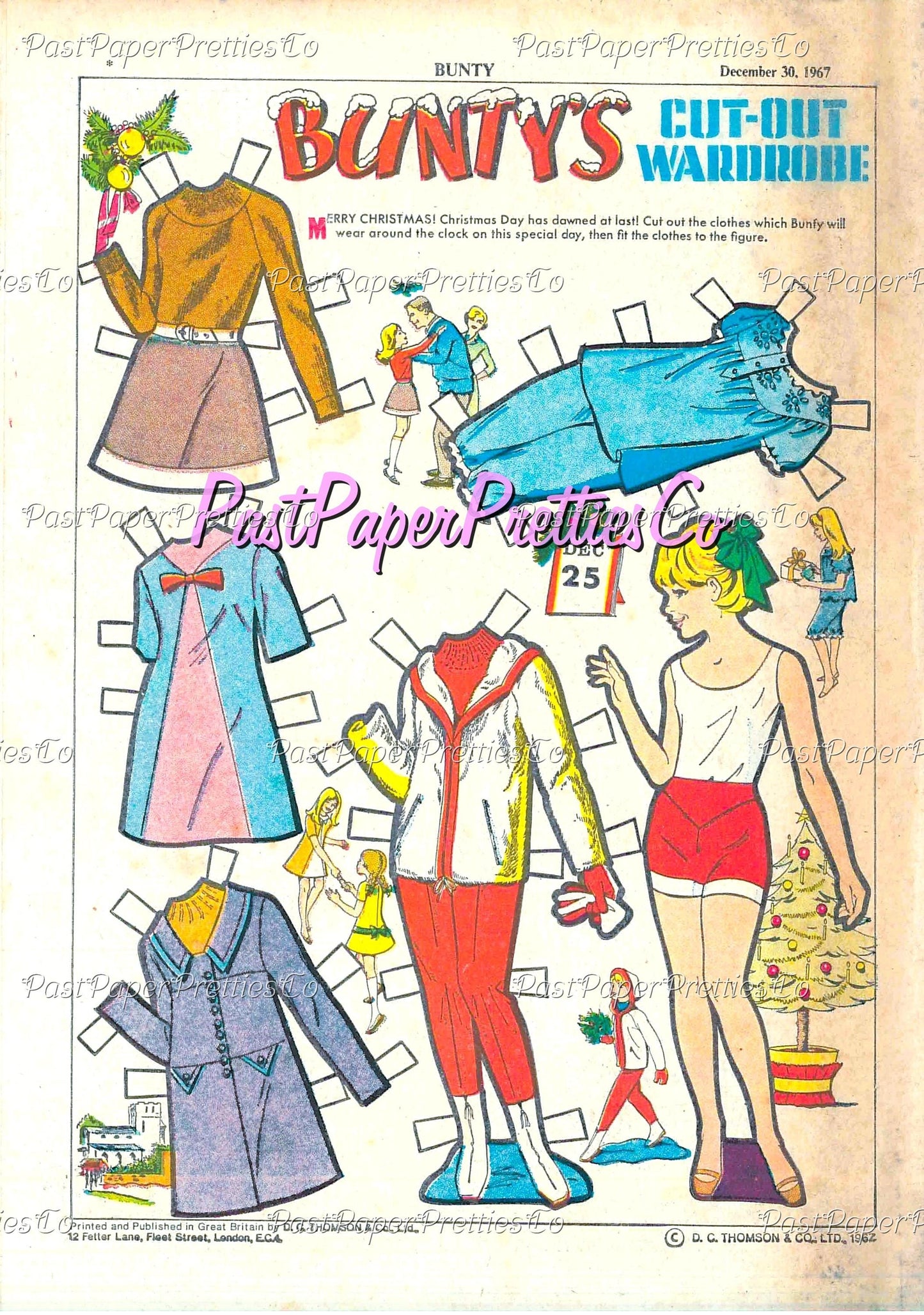 Vintage Paper Dolls Bunty's Cut-Out Wardrobe Printable PDF Instant Digital Download 6 Sets Cute 60s 70s Comic Book Girl and Clothing