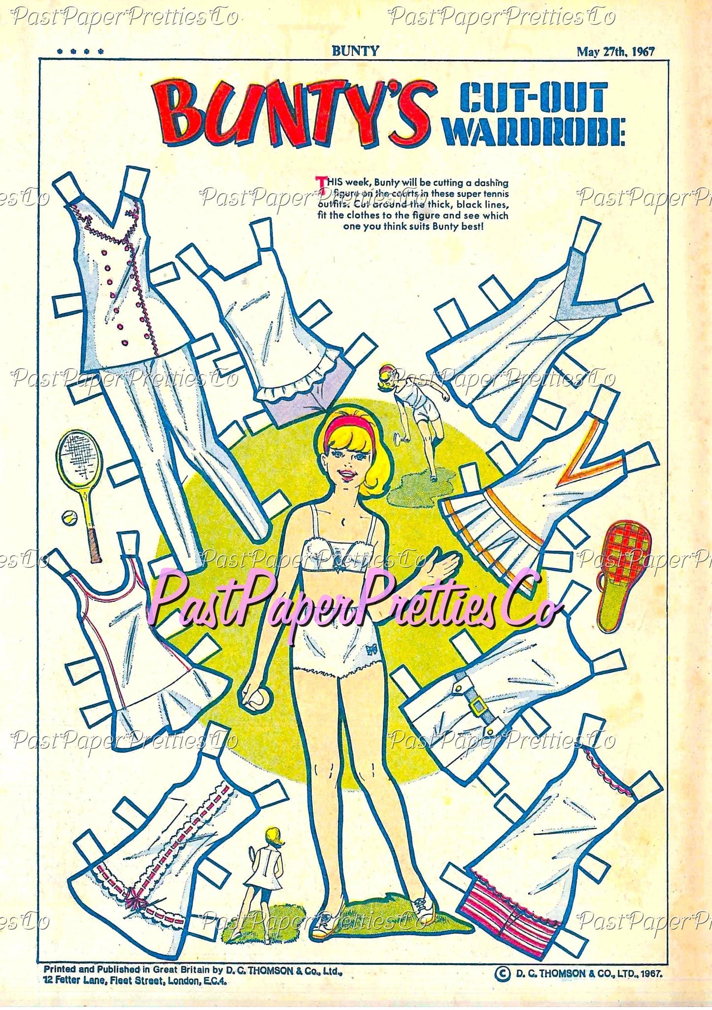 Vintage Paper Dolls Bunty's Cut-Out Wardrobe Printable PDF Instant Digital Download 6 Sets Cute 60s 70s Comic Book Girl and Clothing