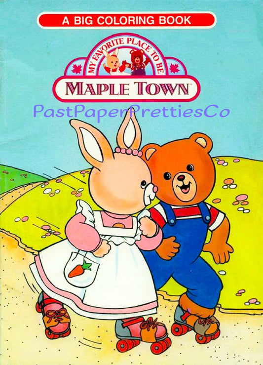 Vintage Maple Town Coloring Book Printable PDF Instant Digital Download Retro 1980s Japanese Anime Cute Animal Friends 61 Pages to Color