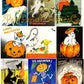 SET TWO Vintage Halloween Printable Collage Cards Retro Mid Century Images PDF Instant Digital Download Cute Spooky Clip Art 2 Sizes