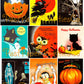 SET TWO Vintage Halloween Printable Collage Cards Retro Mid Century Images PDF Instant Digital Download Cute Spooky Clip Art 2 Sizes