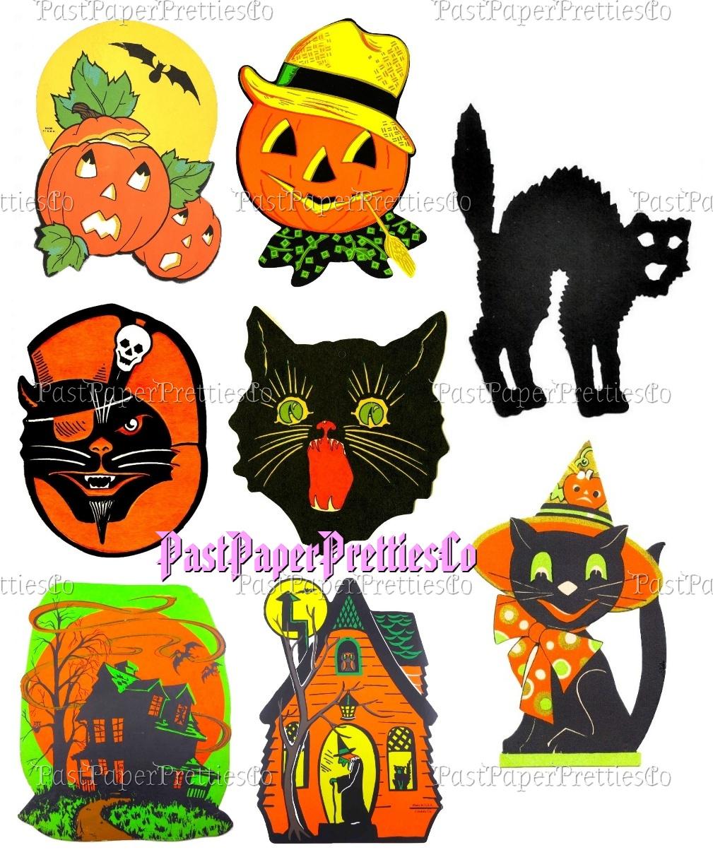 Vintage Printable Old World Halloween Images Collage Sheets PDF Instant Digital Download All Mid Century Kitsch Spooky Clip Art JPG PNG