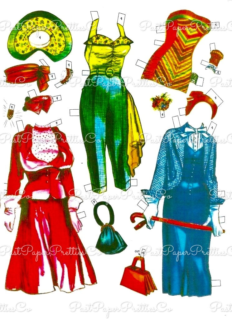 Vintage Paper Dolls Esther William Movie Star 1953 Printable PDF Instant Digital Download Hollywood Actress Starlet Cut Outs Doll Clip Art