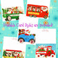 Vintage Printable Santas Special Delivery Vehicles Christmas Cards PDF Instant Digital Download Kitsch Mid Century Car Truck Bus Images