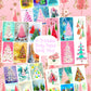 Vintage Printable Retro Pink Pastels Christmas Tree Card Images Collage Sheets PDF Instant Digital Download MCM Mod Mid Century Kitschmas