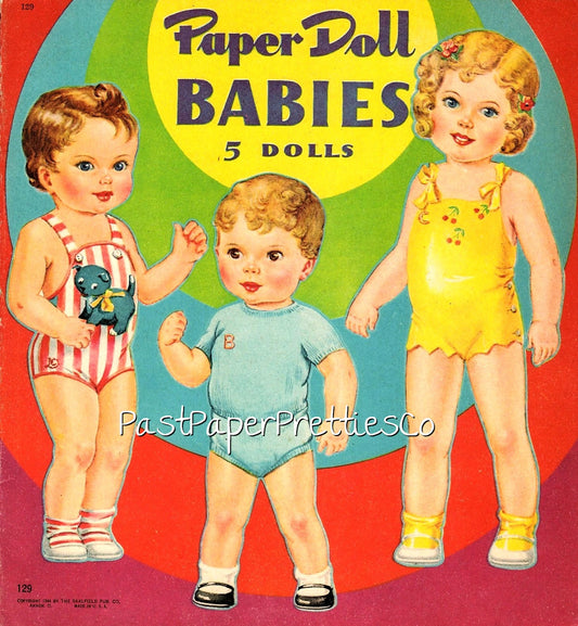 Vintage Paper Doll Babies Printable PDF Instant Digital Download 5 Cute Kitschy Cute Kawaii Baby Toddler Dolls Clip Art 1944