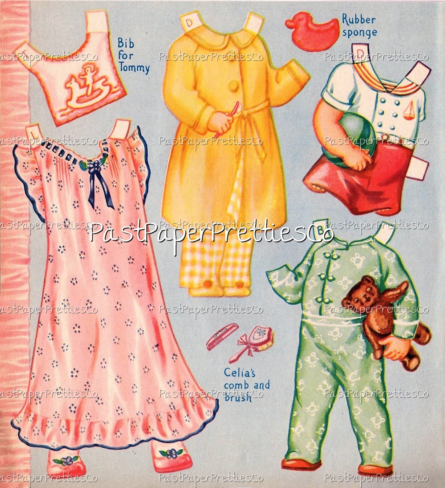 Vintage Paper Doll Babies Printable PDF Instant Digital Download 5 Cute Kitschy Cute Kawaii Baby Toddler Dolls Clip Art 1944