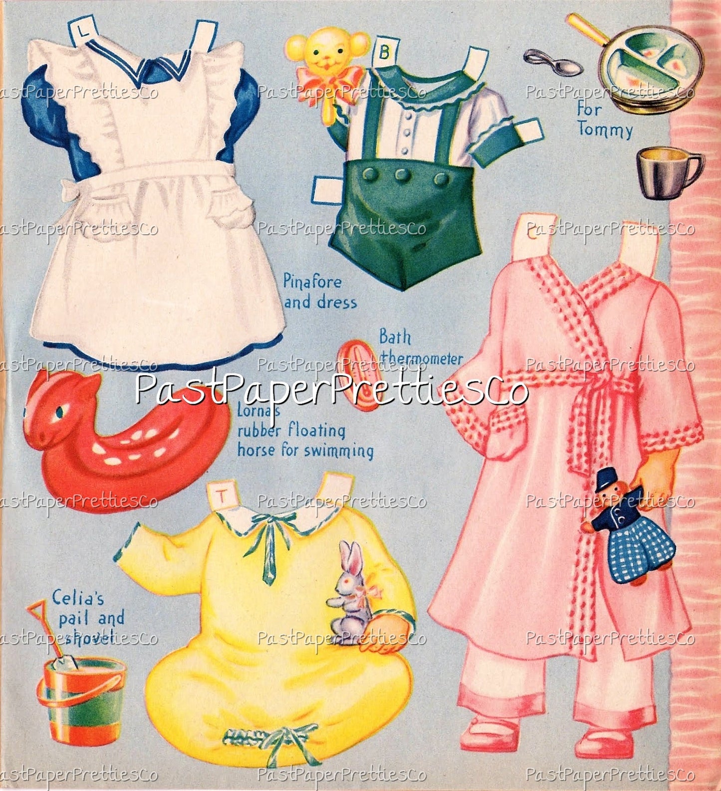Vintage Paper Doll Babies Printable PDF Instant Digital Download 5 Cute Kitschy Cute Kawaii Baby Toddler Dolls Clip Art 1944
