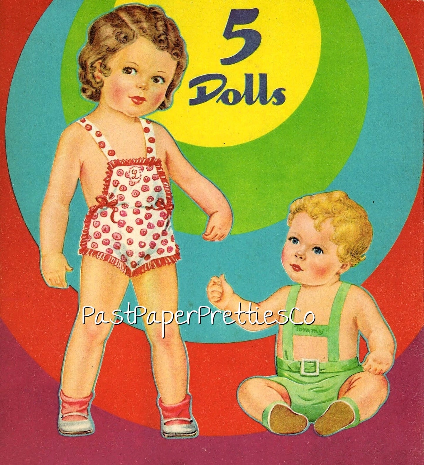 Vintage Paper Doll Babies Printable PDF Instant Digital Download 5 Cute Kitschy Cute Kawaii Baby Toddler Dolls Clip Art 1944