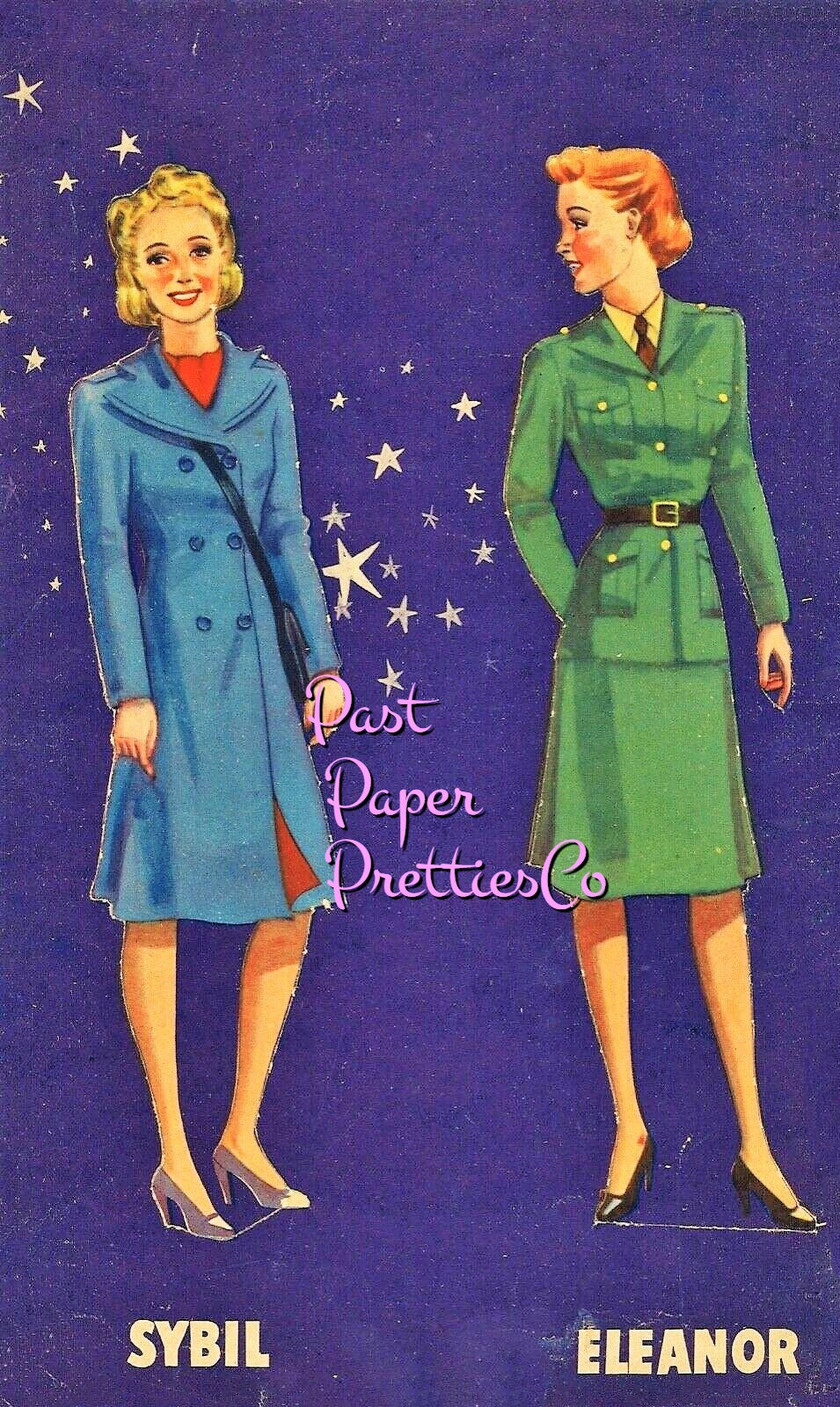 Vintage Paper Dolls War Girls 1942 Printable PDF Instant Digital Download 4 USA WWII Gals Wartime Era Women Ladies Clip Art