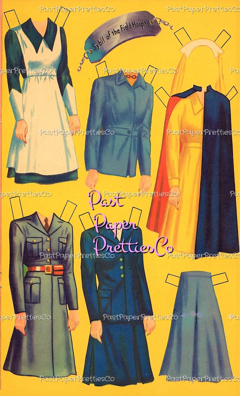 Vintage Paper Dolls War Girls 1942 Printable PDF Instant Digital Download 4 USA WWII Gals Wartime Era Women Ladies Clip Art