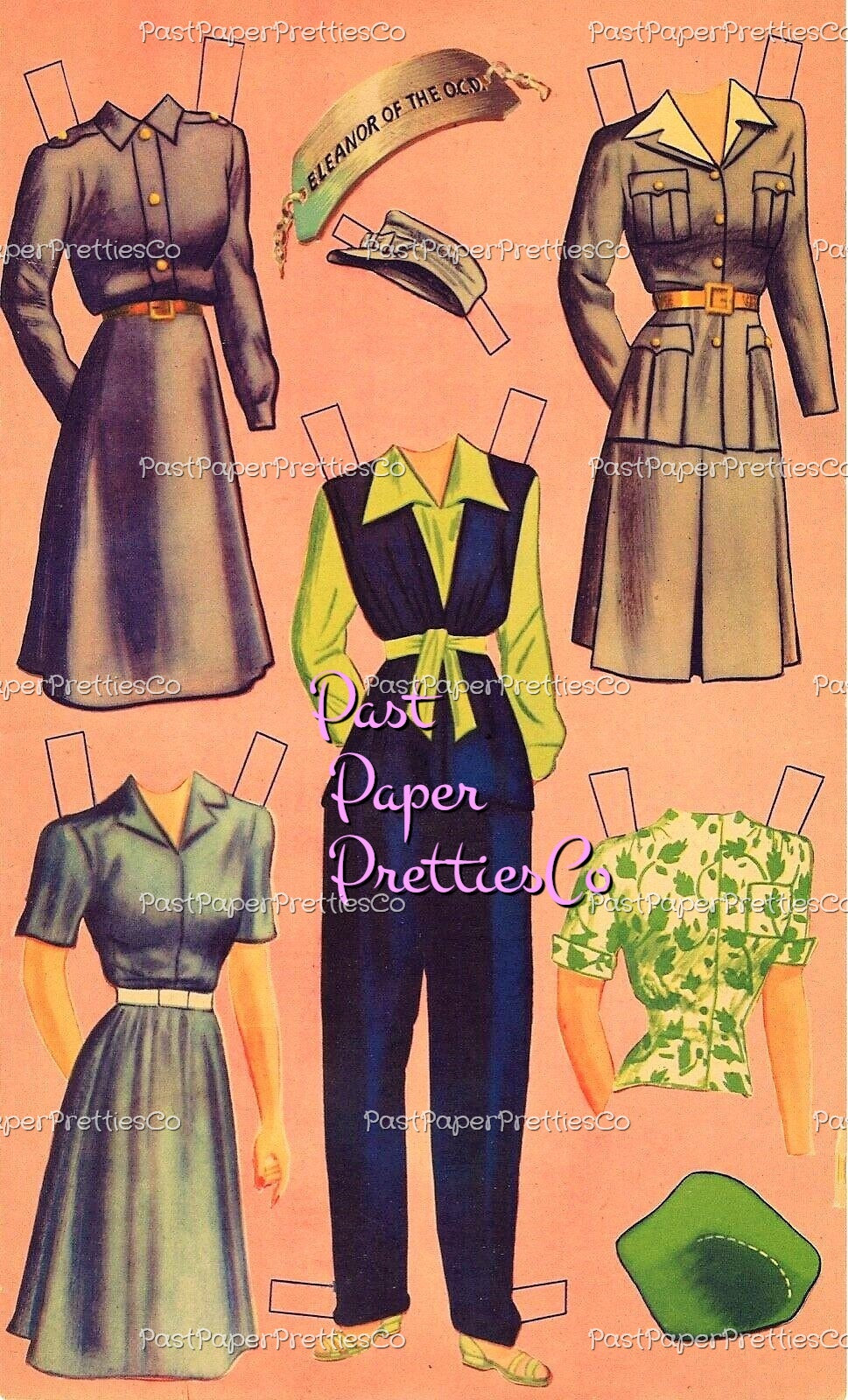 Vintage Paper Dolls War Girls 1942 Printable PDF Instant Digital Download 4 USA WWII Gals Wartime Era Women Ladies Clip Art