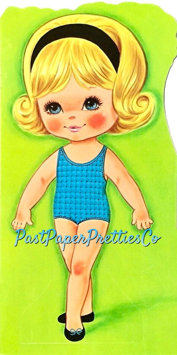 Vintage Ballet Paper Doll Pretty Blonde Little Ballerina PDF Printable Instant Digital Download Cute Big Eyed Girl Dancer Beautiful Costumes