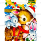 Vintage Printable Baby Christmas Deer and Bunny Friends Card Image PDF Instant Digital Download Kitsch Holiday Reindeer Clipart JPEG PNG