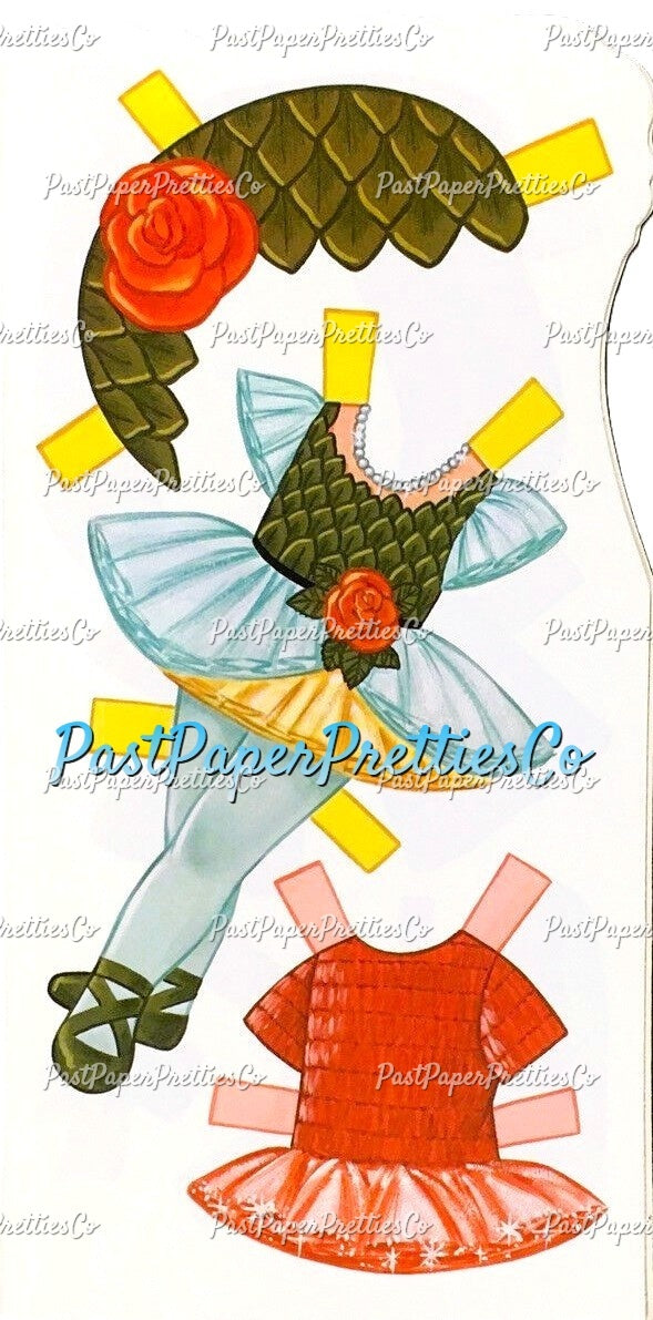 Vintage Ballet Paper Doll Pretty Blonde Little Ballerina PDF Printable Instant Digital Download Cute Big Eyed Girl Dancer Beautiful Costumes