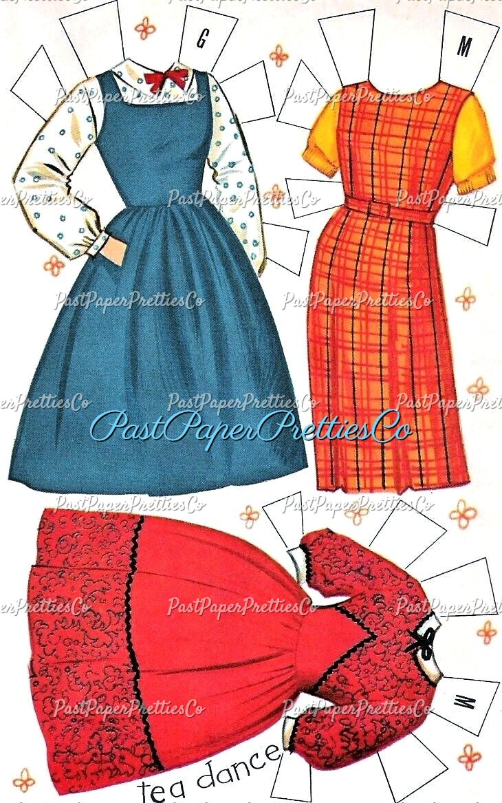 Vintage Paper Dolls Teen Time 1960 Printable PDF Instant Digital Download 2 Pretty Teenagers Girl Friends Cute Clothes Clip Art
