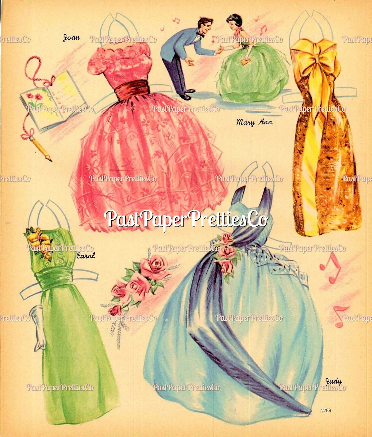 Vintage Paper Dolls Merry Teens c. 1950s Printable PDF Instant Digital Download 4 Pretty Teenager Girls Friends Dolls Clip Art