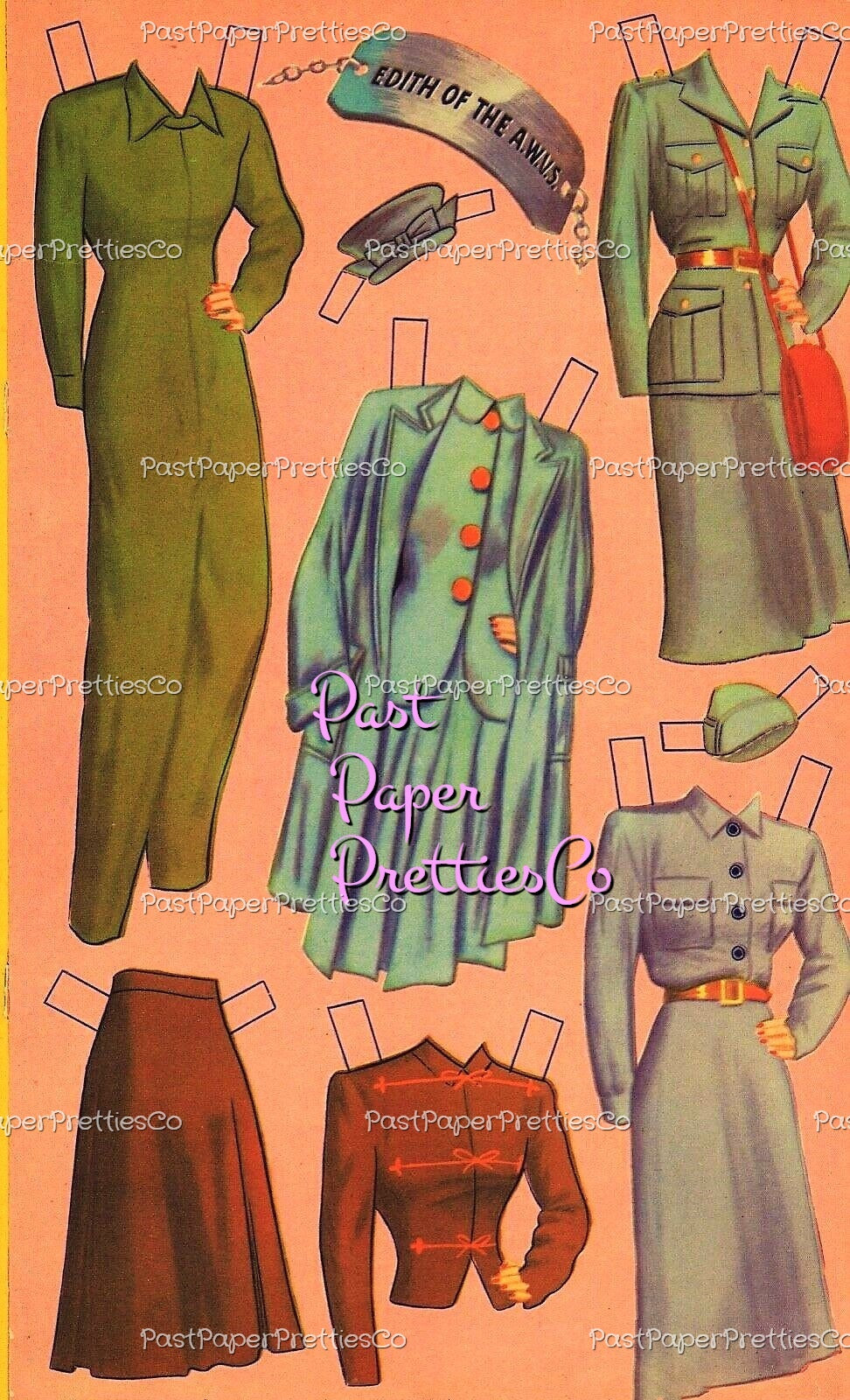Vintage Paper Dolls War Girls 1942 Printable PDF Instant Digital Download 4 USA WWII Gals Wartime Era Women Ladies Clip Art