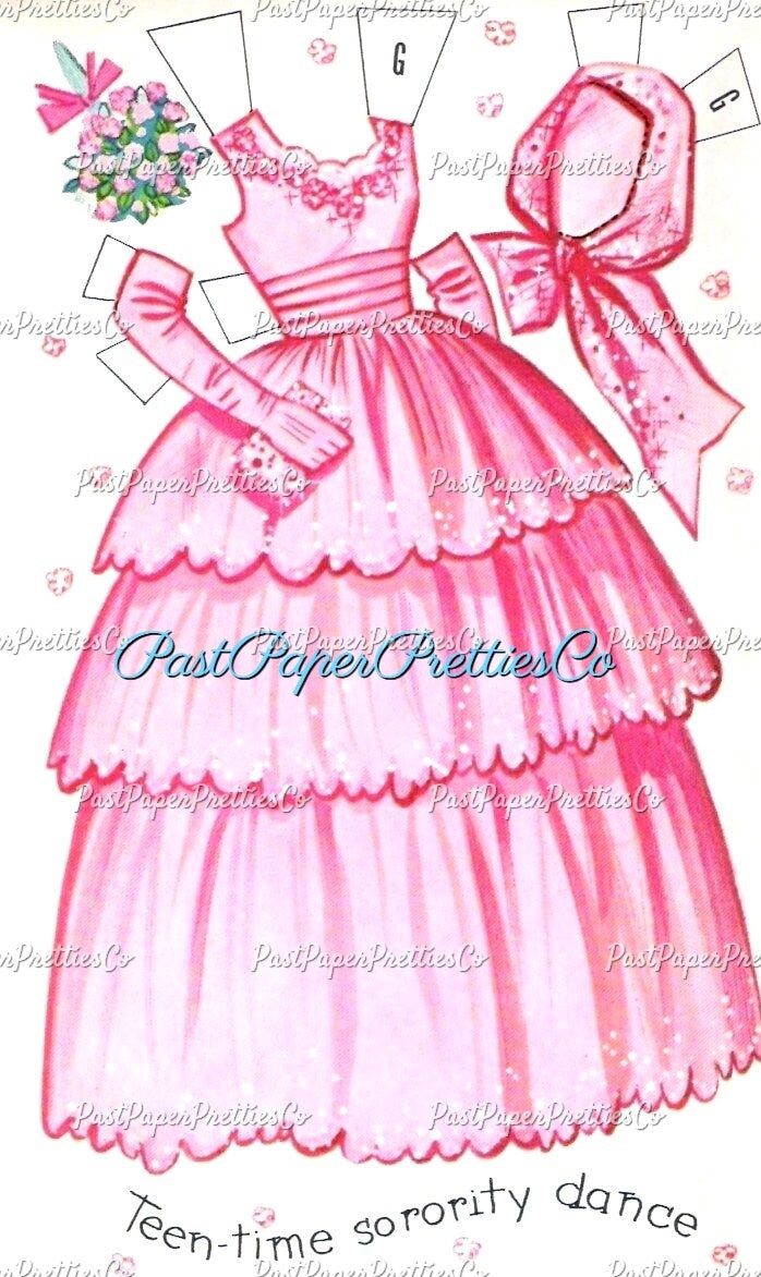 Vintage Paper Dolls Teen Time 1960 Printable PDF Instant Digital Download 2 Pretty Teenagers Girl Friends Cute Clothes Clip Art