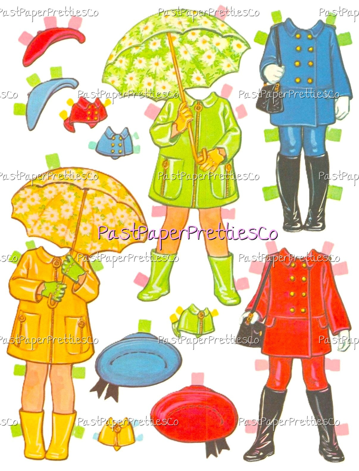 Vintage Paper Dolls Tina and Trudy Twin Dolls with Matching Wardrobes 1967 Printable PDF Instant Digital Download Cute Little Girls
