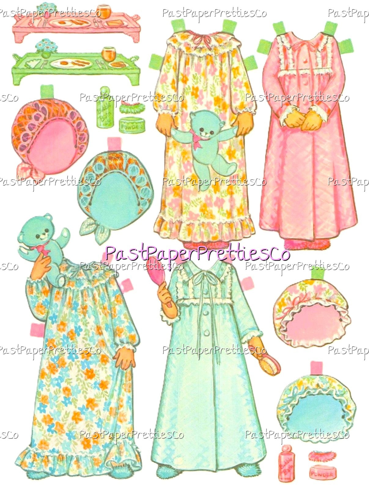 Vintage Paper Dolls Tina and Trudy Twin Dolls with Matching Wardrobes 1967 Printable PDF Instant Digital Download Cute Little Girls