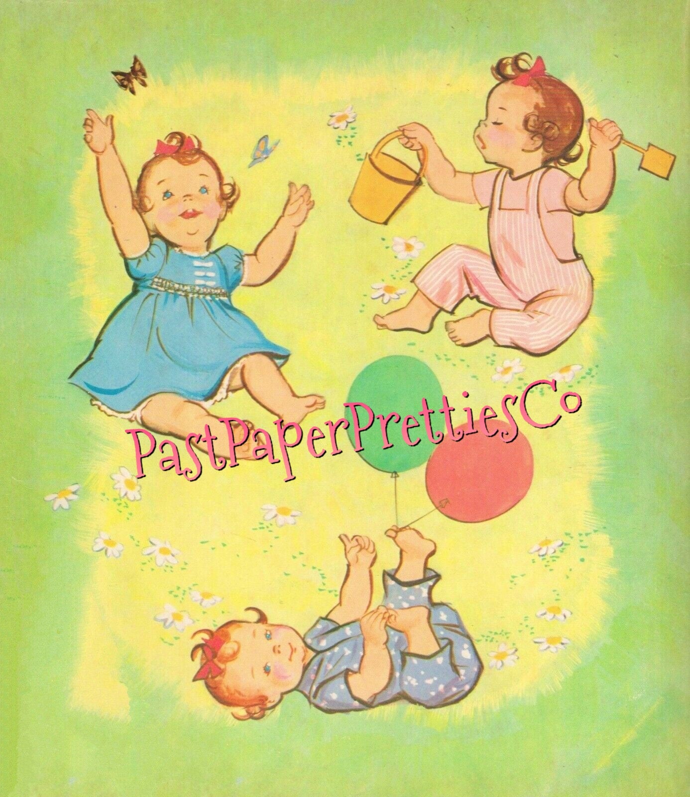 Vintage Paper Dolls Baby Bonnie 1960 Cute Little Redhaired Toddler Printable PDF Instant Digital Download Cute Kitsch Baby Clip Art