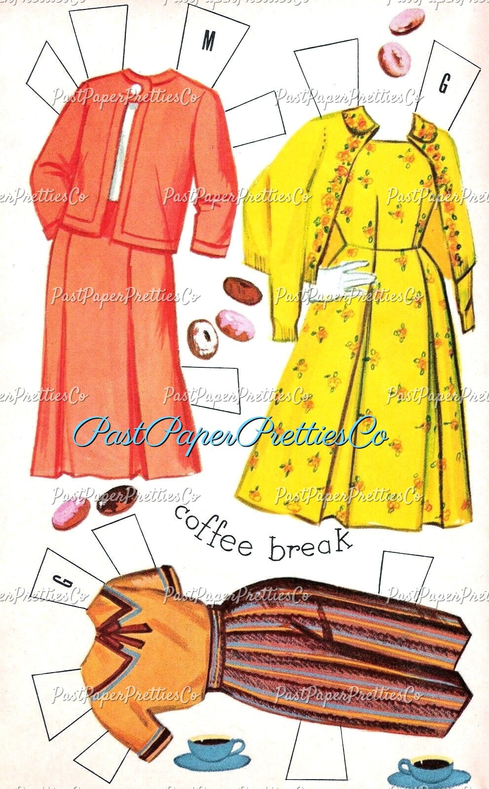 Vintage Paper Dolls Teen Time 1960 Printable PDF Instant Digital Download 2 Pretty Teenagers Girl Friends Cute Clothes Clip Art