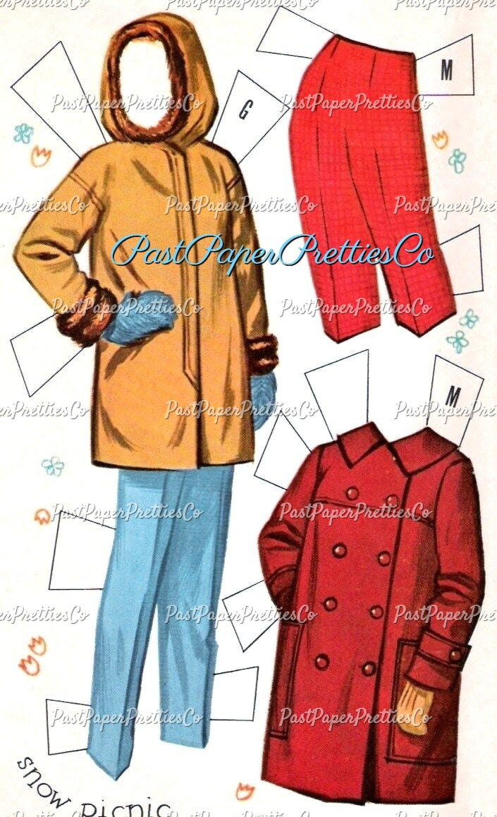 Vintage Paper Dolls Teen Time 1960 Printable PDF Instant Digital Download 2 Pretty Teenagers Girl Friends Cute Clothes Clip Art
