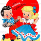 Vintage Printable Valentine Card Cute Western Cowboy Cowgirl Square Dancing Couple Instant Digital Download JPEG PNG 300 dpi