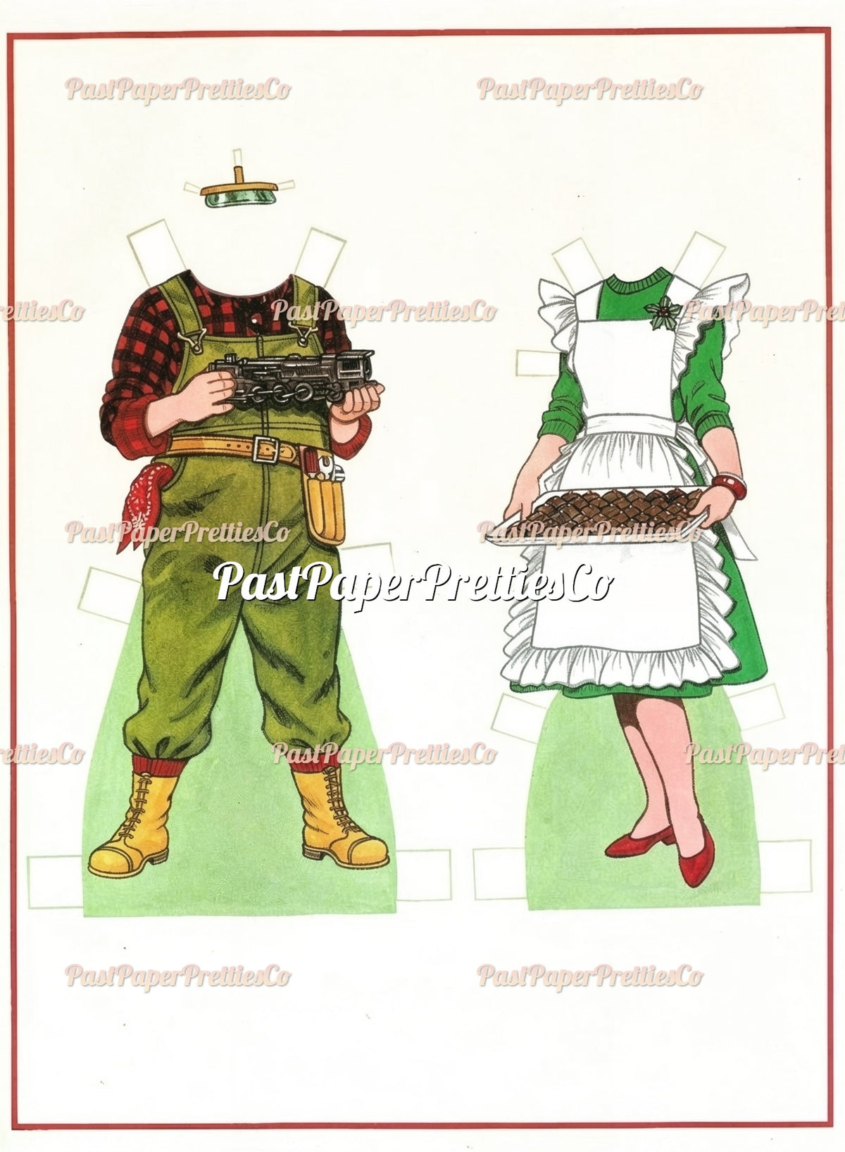 Vintage Christmas Paper Dolls Santa and Mrs. Claus Printable PDF Instant Digital Download Holiday Craft Clipart