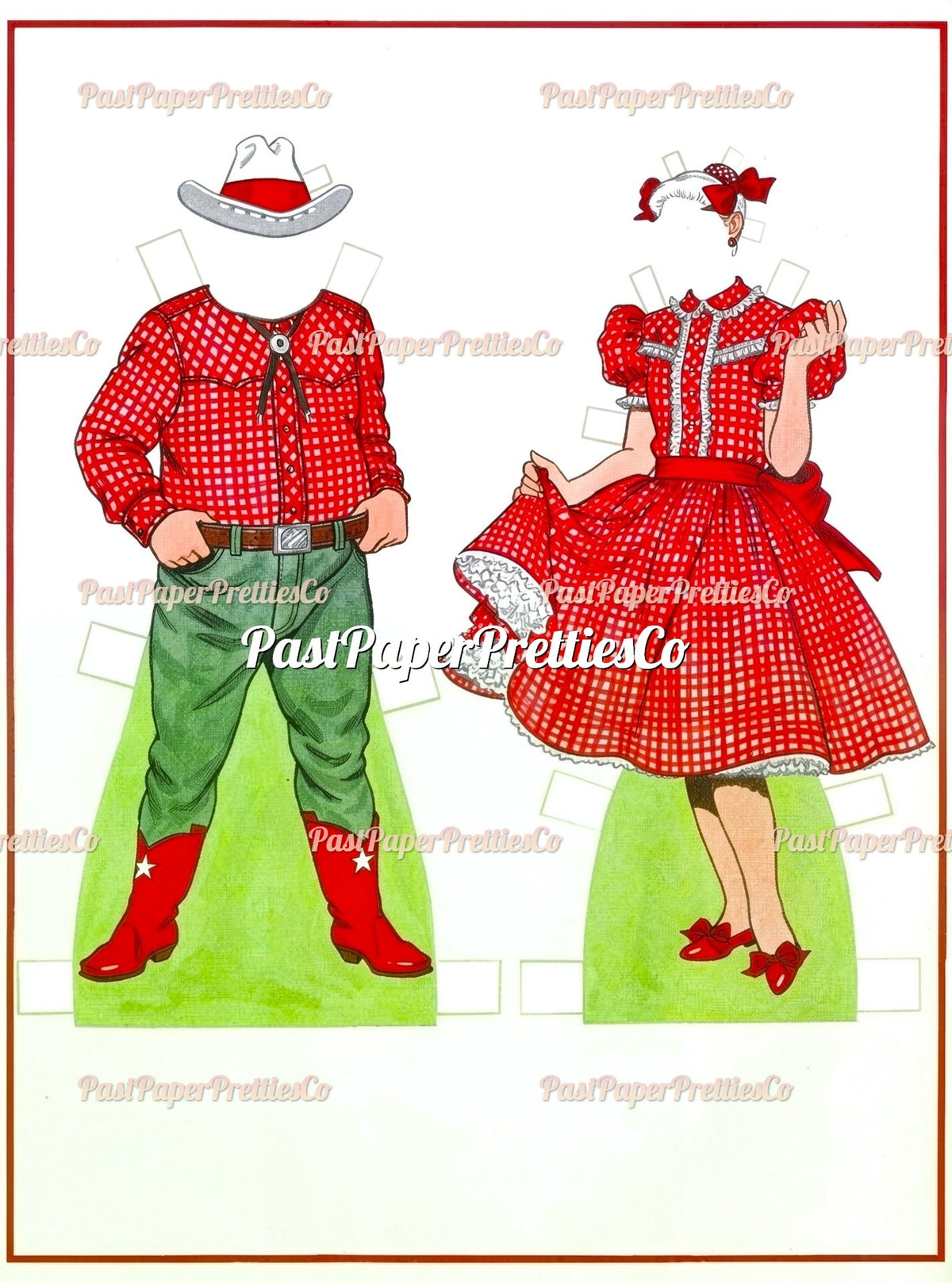 Vintage Christmas Paper Dolls Santa and Mrs. Claus Printable PDF Instant Digital Download Holiday Craft Clipart